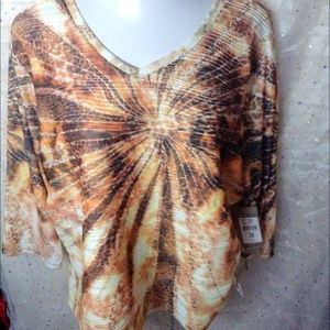 ERIN LONDON Orange Sunburst Tie Dye Look Top 3X
